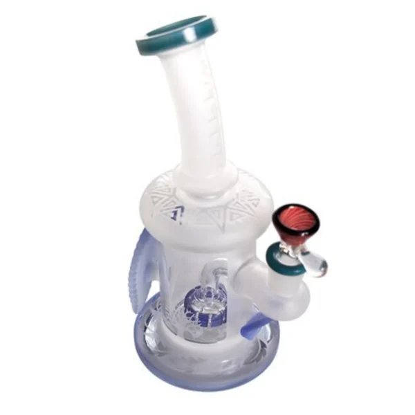 Tataoo Blue Leaf White Frosted Water Pipe Bong