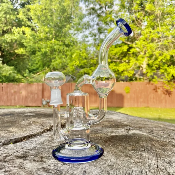 8.5″ Blue Jet Ball Water Pipe Recycler Glass Bong