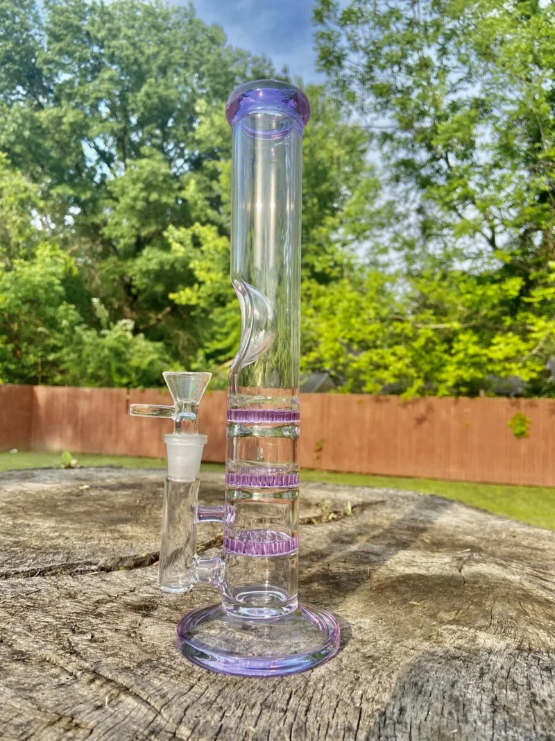 11″ Pink Straight Cylinder Tube Glass Bong