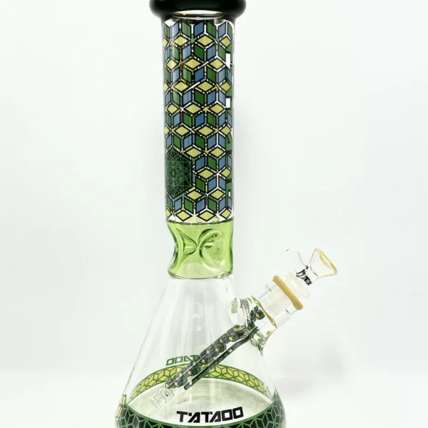 Sale! Tataoo Green Texture Design Straight Heavy Water Pipe Bong