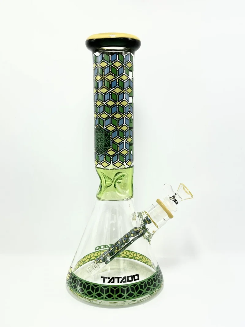 Sale! Tataoo Green Texture Design Straight Heavy Water Pipe Bong
