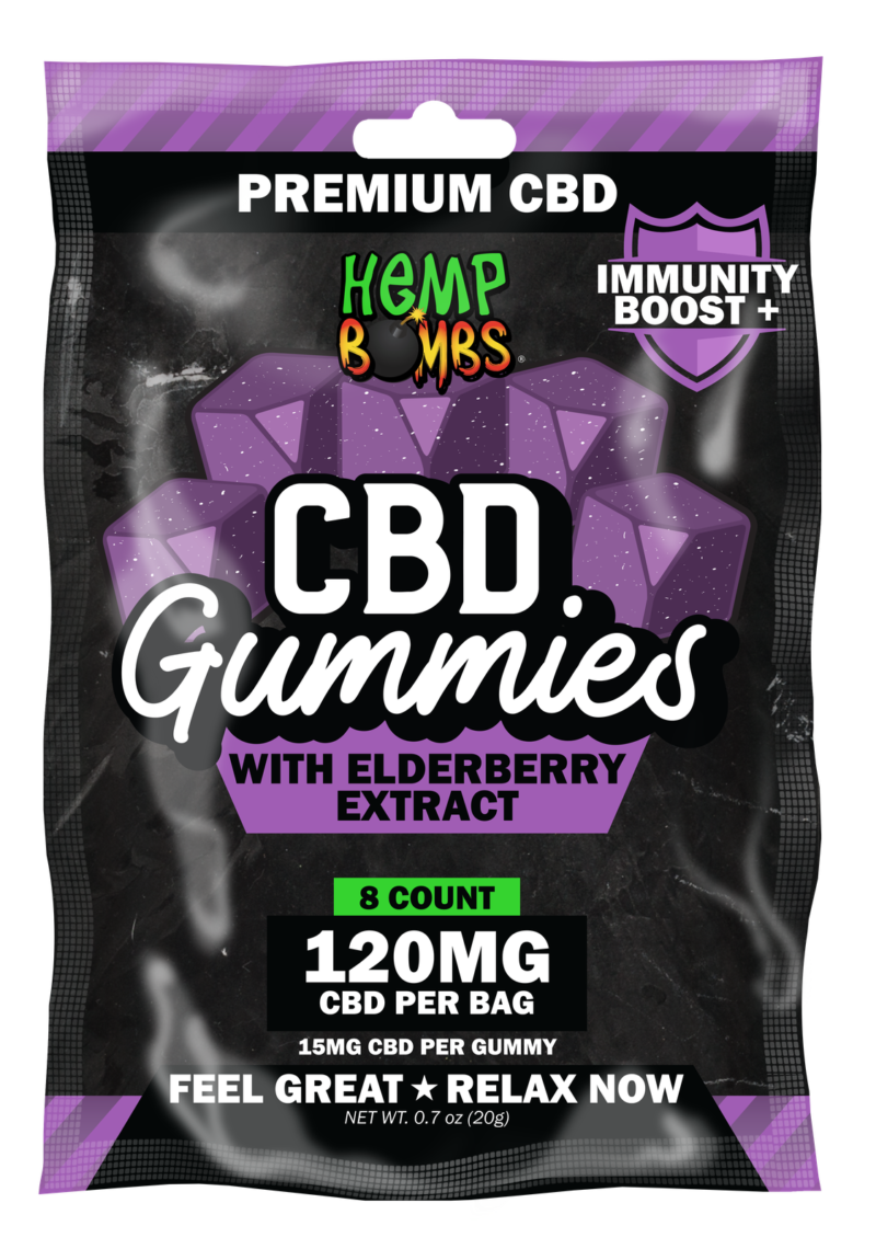 Hemp Bombs Elderberry 8ct Gummies 120MG (1 pack)
