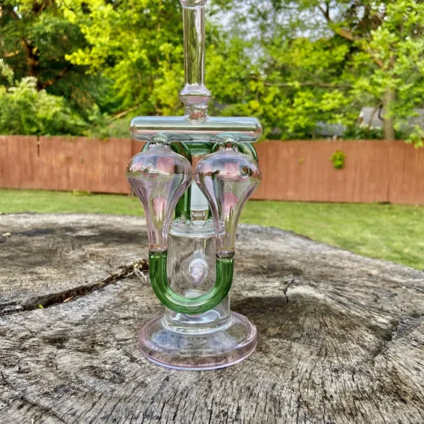 10″ Pink Crater with Inline Recycler Water Bong