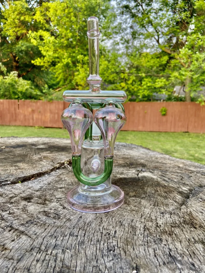 10″ Pink Crater with Inline Recycler Water Bong