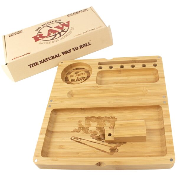 Raw X No Jumper Bamboo Rolling Tray Magnet