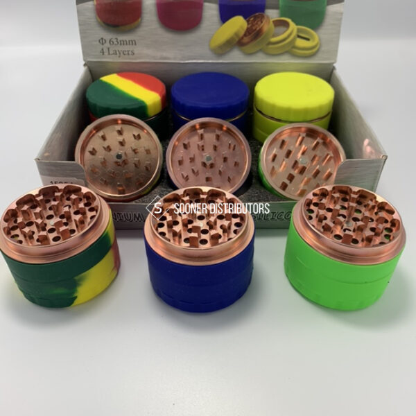 Silicon 4 part Grinder 63mm Assorted Colors