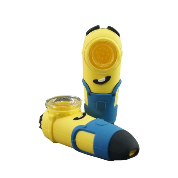 Silicone Minion Pipe with Removable Glass Bowl 4″