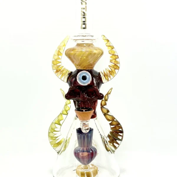 11.5″ TATAOO Monster Head Blood Eye With Horns Glass Water Pipe