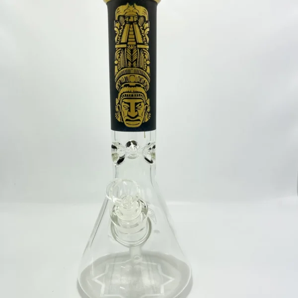 Stone Gold Color Painted Heavy Beaker Water Pipe 18”
