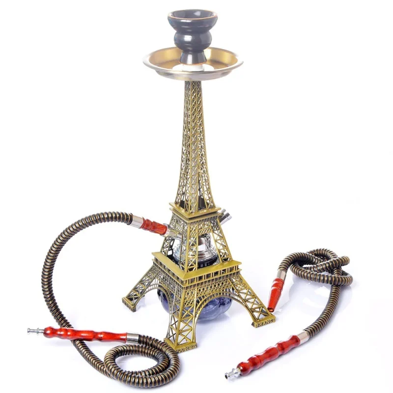 Hookah Eiffel Tower Metal Design Dual Hose