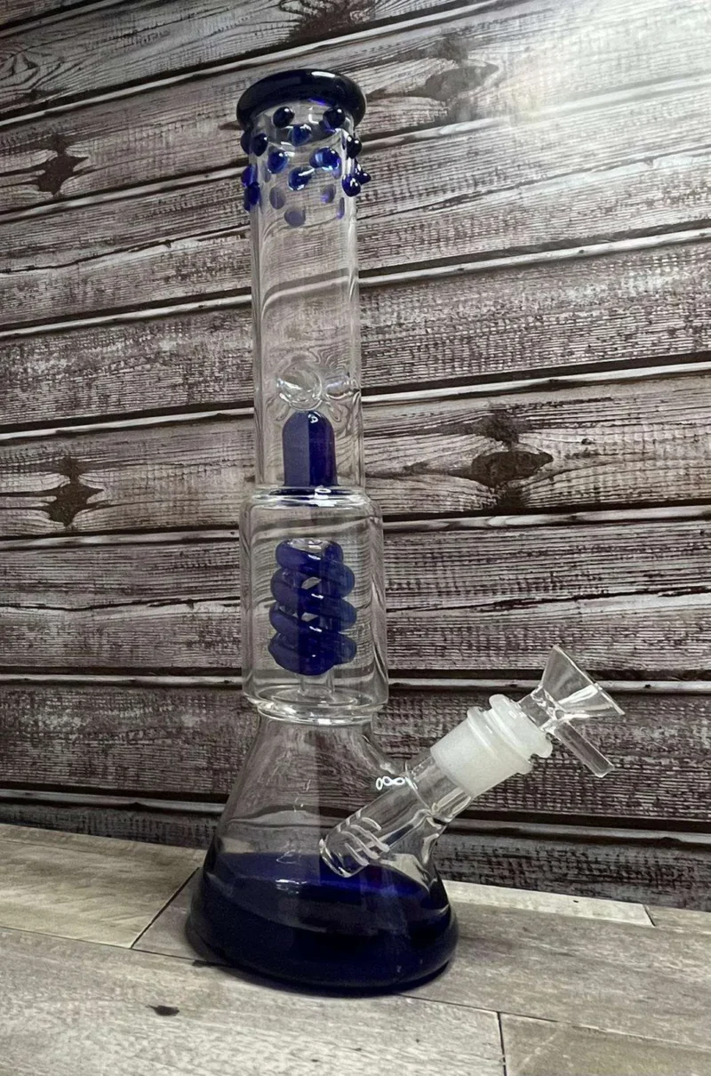 13.4″ Spiral Blue Glass Bong Smoking Hookah Water Pipe