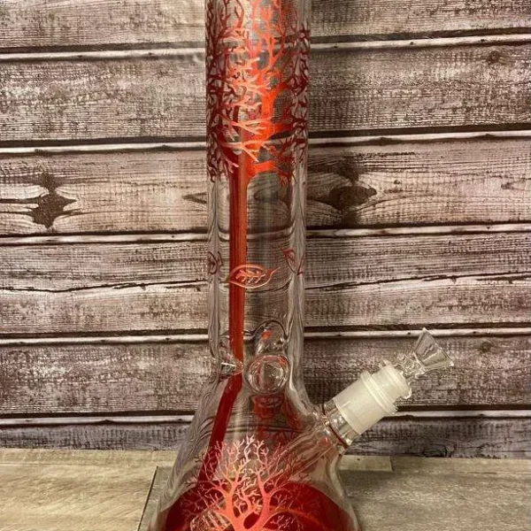 13.78” Red Tree Glass Bong Smoking Hookah Water Pipe
