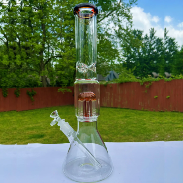 15.5 Inches Mushroom Glass Hookah Water Pipe Bong Amber