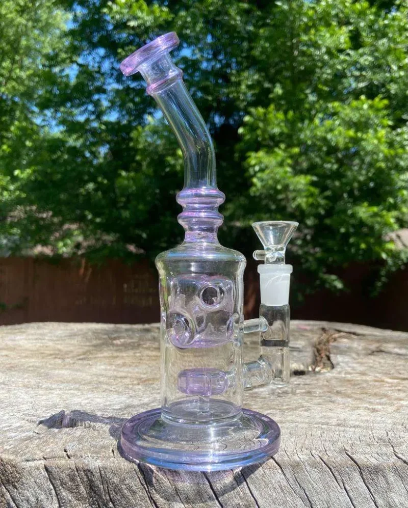 7.87” Honeycomb Pink Glass Bong Hookah Water Pipe