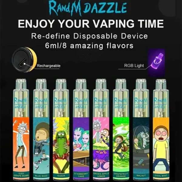 Rick & Morty 2000 Puffs Disposable Rechargeable Vape (1 count)