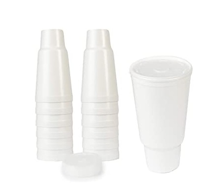 44oz White Styrofoam Car Cups with Lids