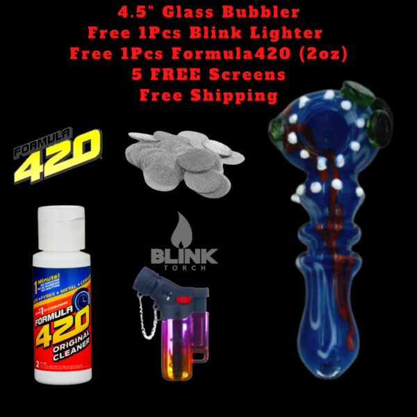 4" Tobacco Smoking Pipe Bowl Heavy Glass Hand Pipe Multi Color with Free Gift
