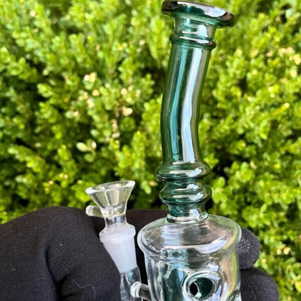 7.87” Green Honeycomb Glass Bong Hookah Water Pipe+5 FREE Screens