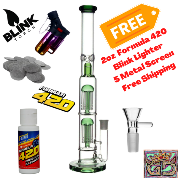12.2” Mushroom Glass Bong Smoking Hookah Water Pipe+ Free Blink Lighter+Formula420