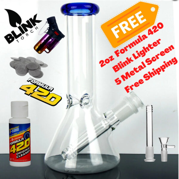 8”Hookah Glass Water Pipe Bong Classic Beaker W/ Ice Catcher Free US Shipping