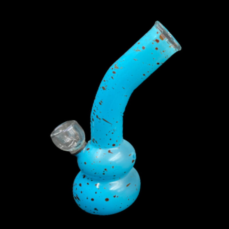 Blue 7" Inch Glass Hookah Water Pipe Bong Brown Freckles with Free Gift